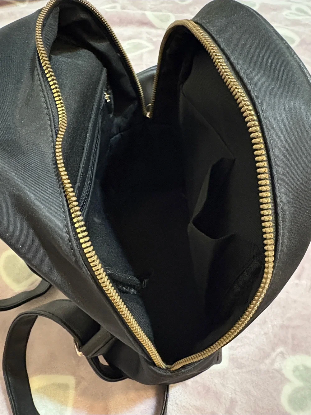 Charles & Keith Black Mini Backpack with Gold Hardware